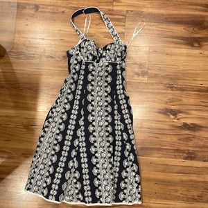 Retro Nanette Lepore navy blue dress